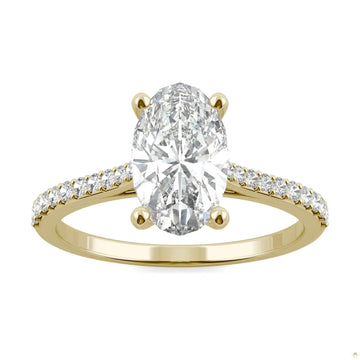 2.49 CTW   Elongated Oval Moissanite Engagement Ring in 14K Yellow Gold