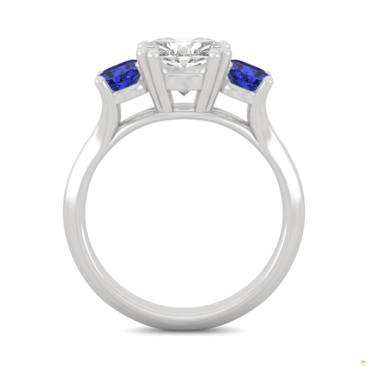 3.40 CTW   Cushion Moissanite Engagement Ring in 14K White Gold