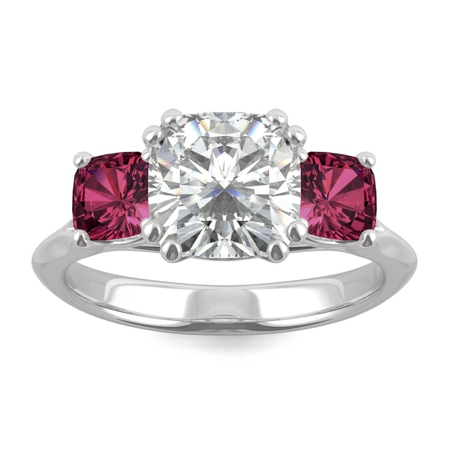 3.40 CTW   Cushion Moissanite Engagement Ring in 14K White Gold