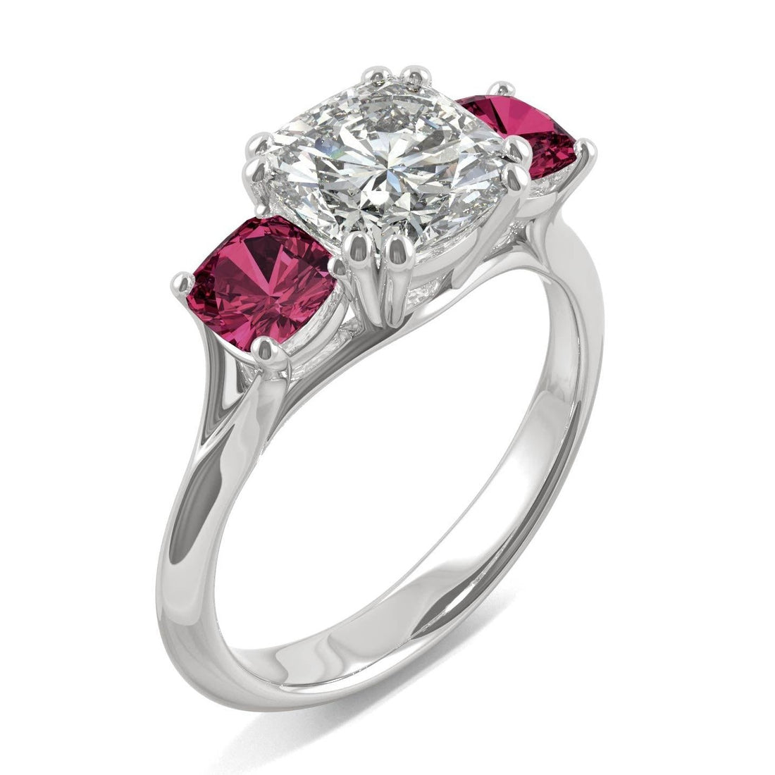 3.40 CTW   Cushion Moissanite Engagement Ring in 14K White Gold