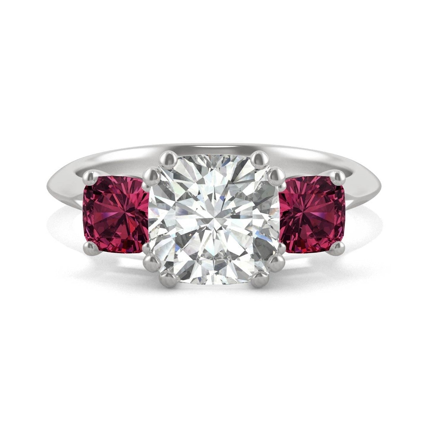 3.40 CTW   Cushion Moissanite Engagement Ring in 14K White Gold