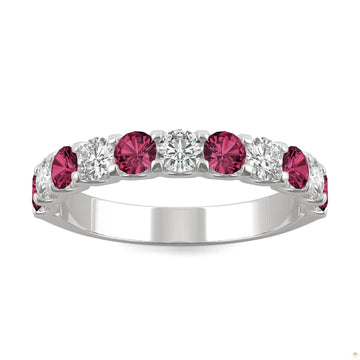 1.58 CTW   Round Ruby Stackable Ring in 14K White Gold