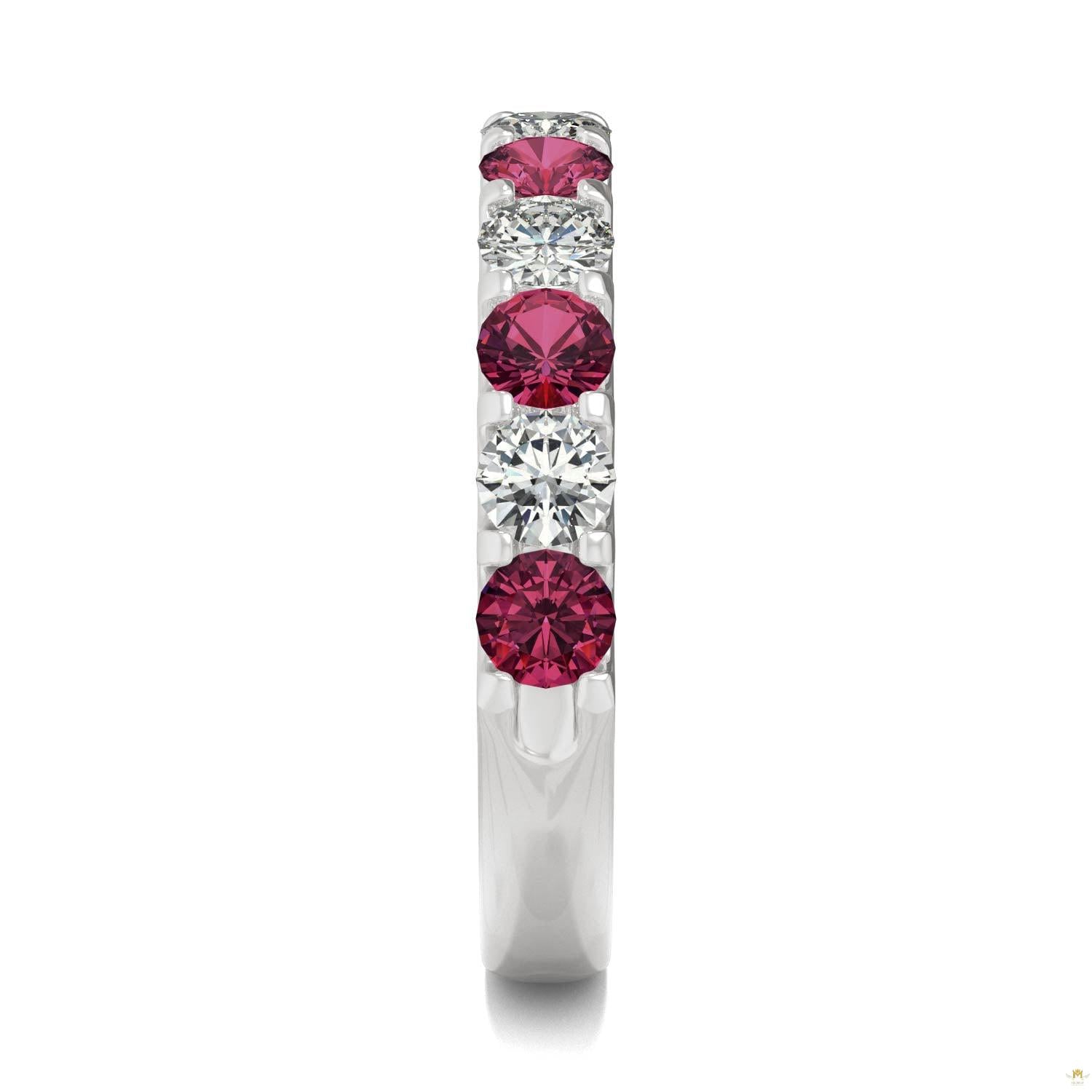 1.58 CTW   Round Ruby Stackable Ring in 14K White Gold