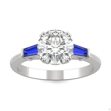 2.30 CTW   Round Moissanite Basket Ring in 14K White Gold