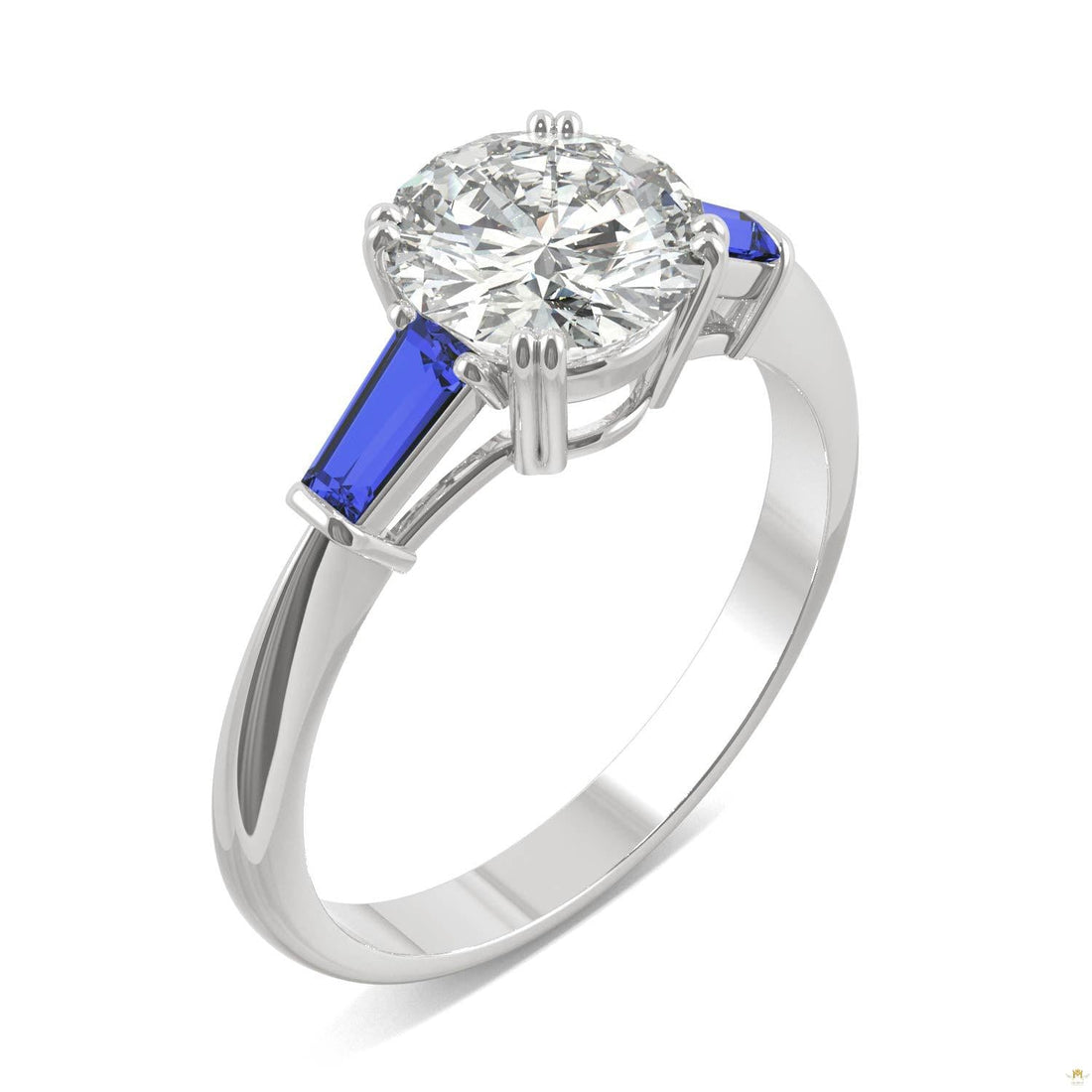 2.30 CTW   Round Moissanite Basket Ring in 14K White Gold