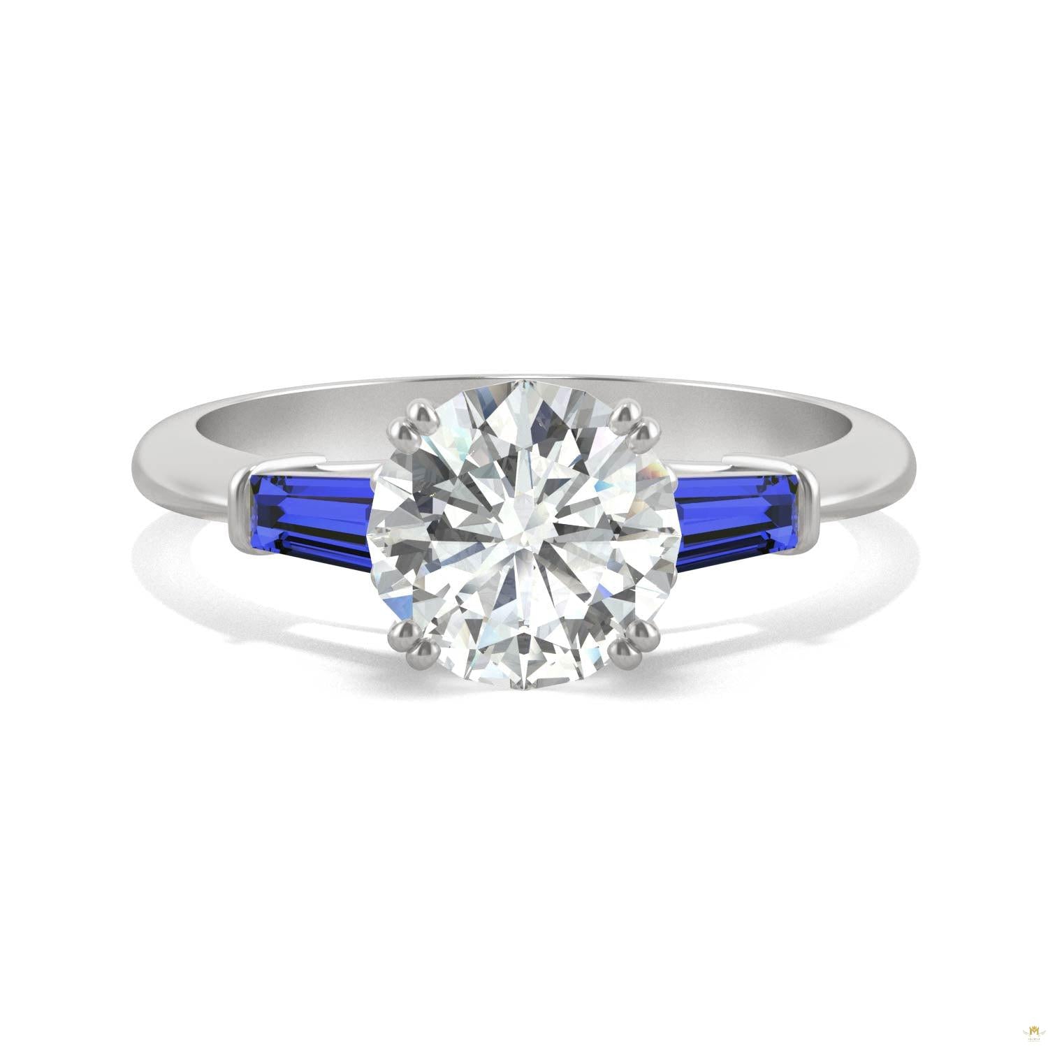 2.30 CTW   Round Moissanite Basket Ring in 14K White Gold