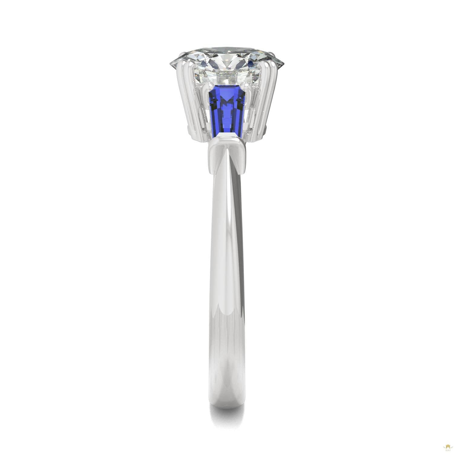 2.30 CTW   Round Moissanite Basket Ring in 14K White Gold