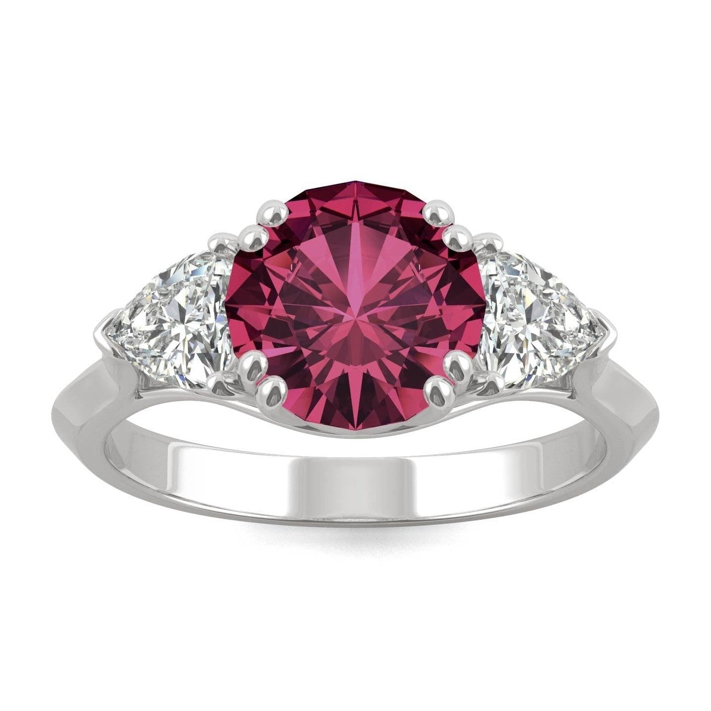 3.50 CTW   Round Ruby Engagement Ring in 14K White Gold