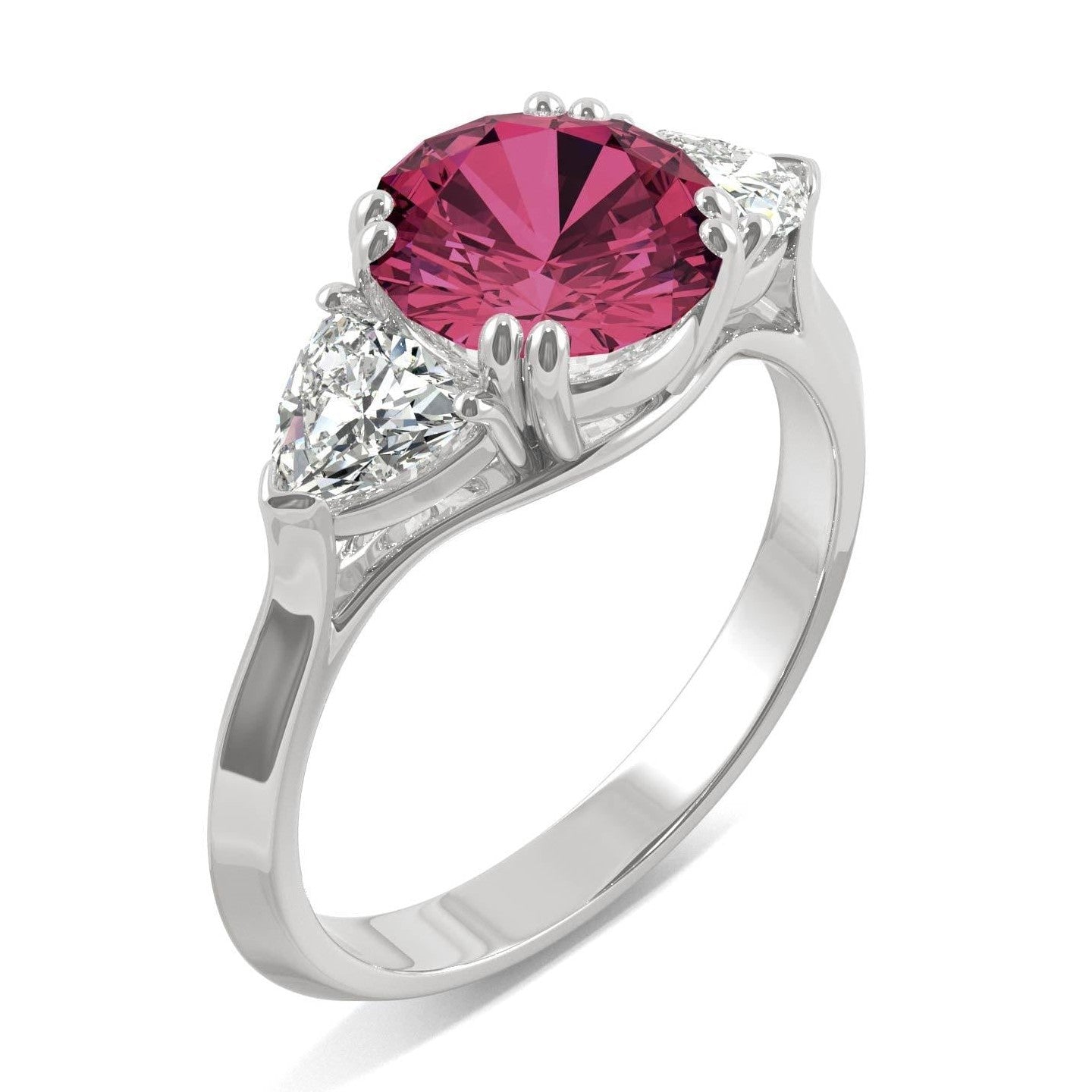 3.50 CTW   Round Ruby Engagement Ring in 14K White Gold