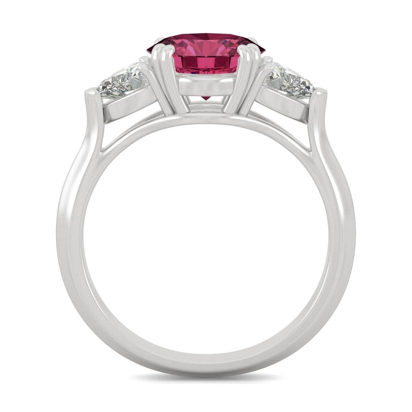 3.50 CTW   Round Ruby Engagement Ring in 14K White Gold