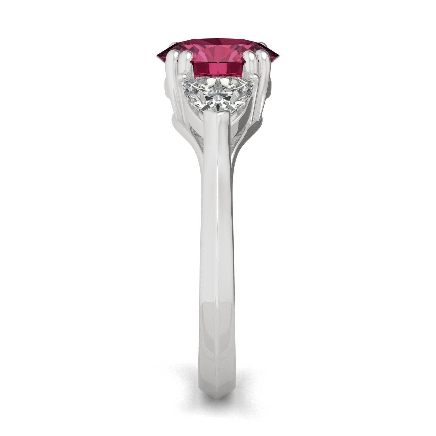 3.50 CTW   Round Ruby Engagement Ring in 14K White Gold