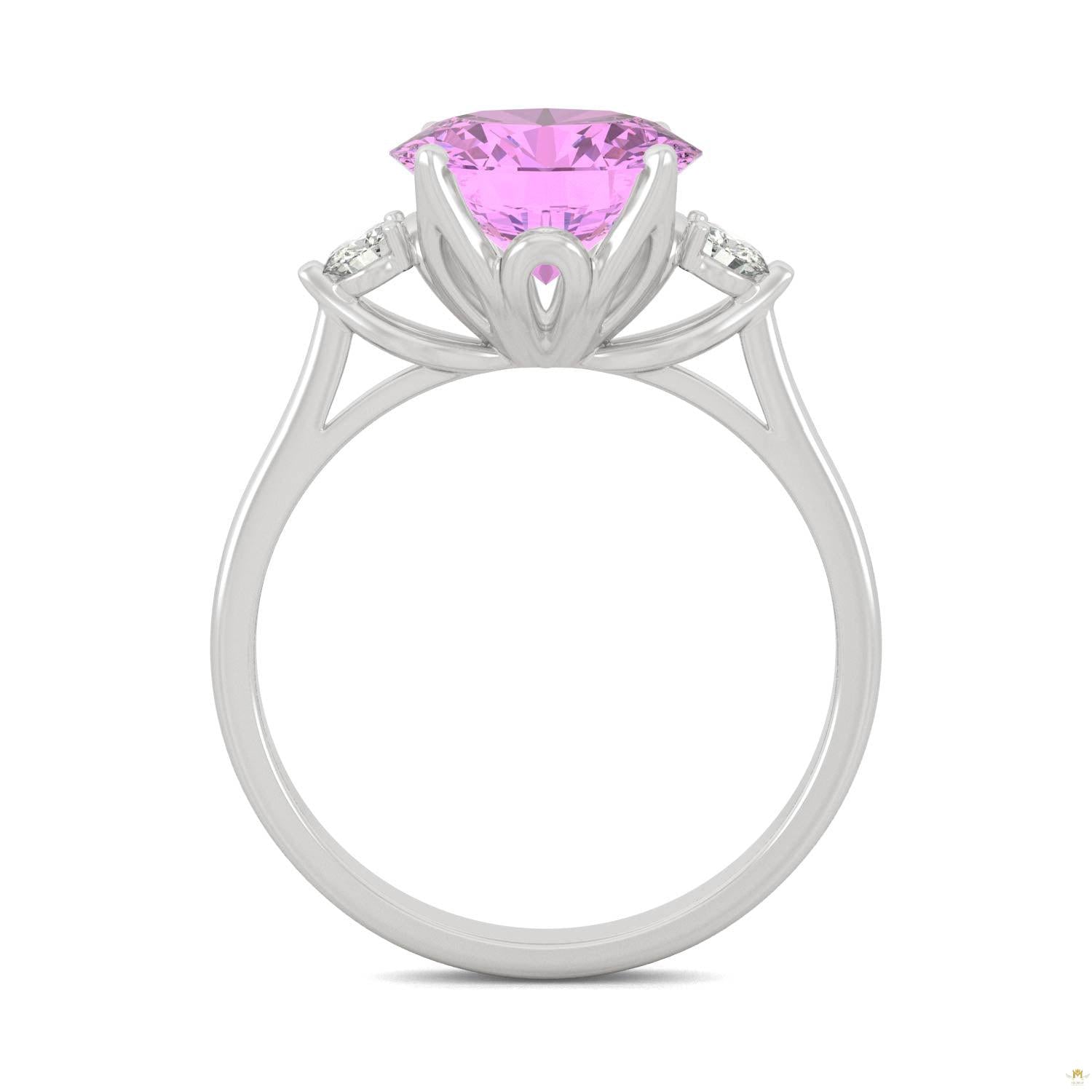 3.55 CTW   Round Ruby Engagement Ring in 14K White Gold
