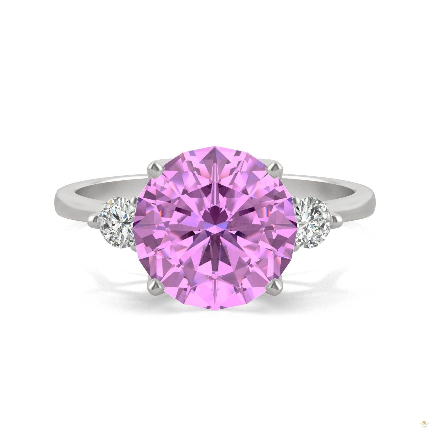 3.55 CTW   Round Ruby Engagement Ring in 14K White Gold