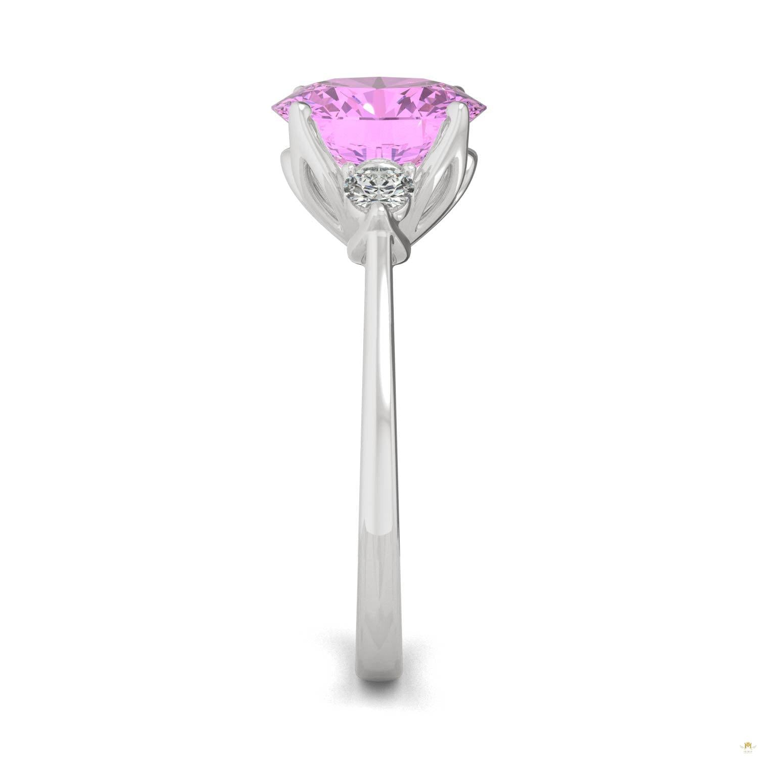 3.55 CTW   Round Ruby Engagement Ring in 14K White Gold