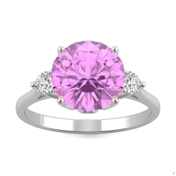3.55 CTW   Round Sapphire Engagement Ring in 14K White Gold