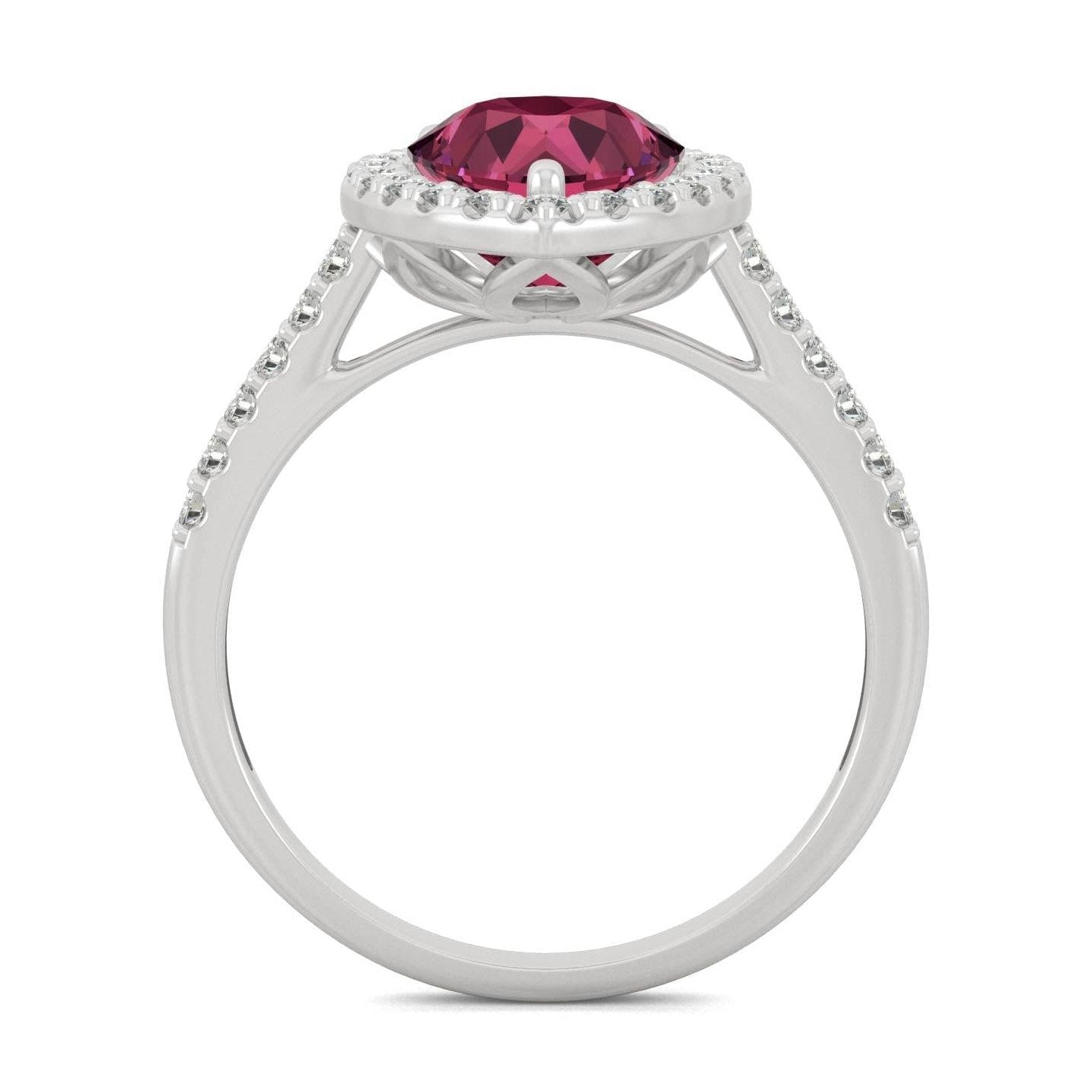 2.98 CTW   Pear Sapphire Halo Ring in 14K White Gold