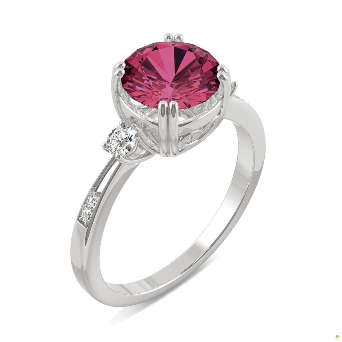 2.84 CTW   Round Ruby Basket Ring in 14K White Gold