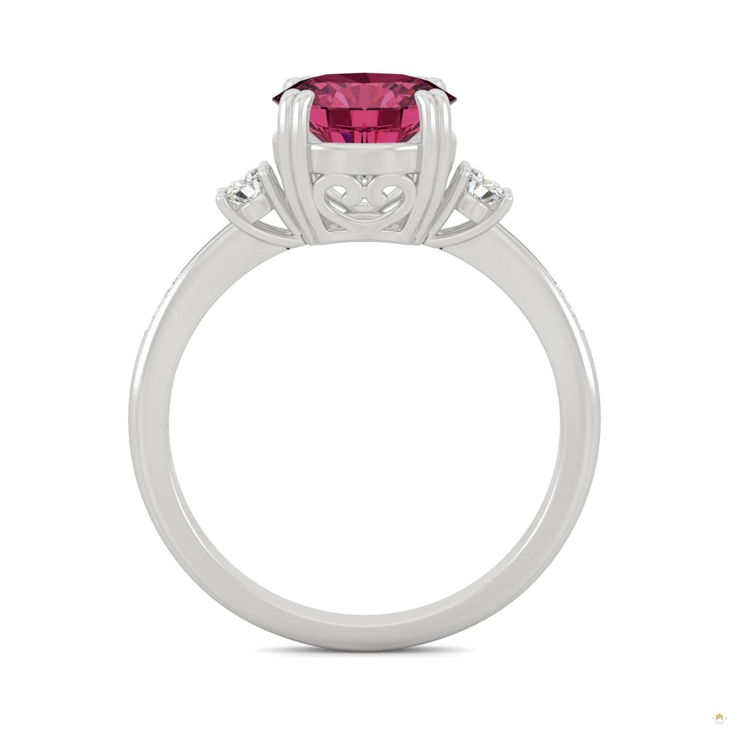 2.84 CTW   Round Ruby Basket Ring in 14K White Gold