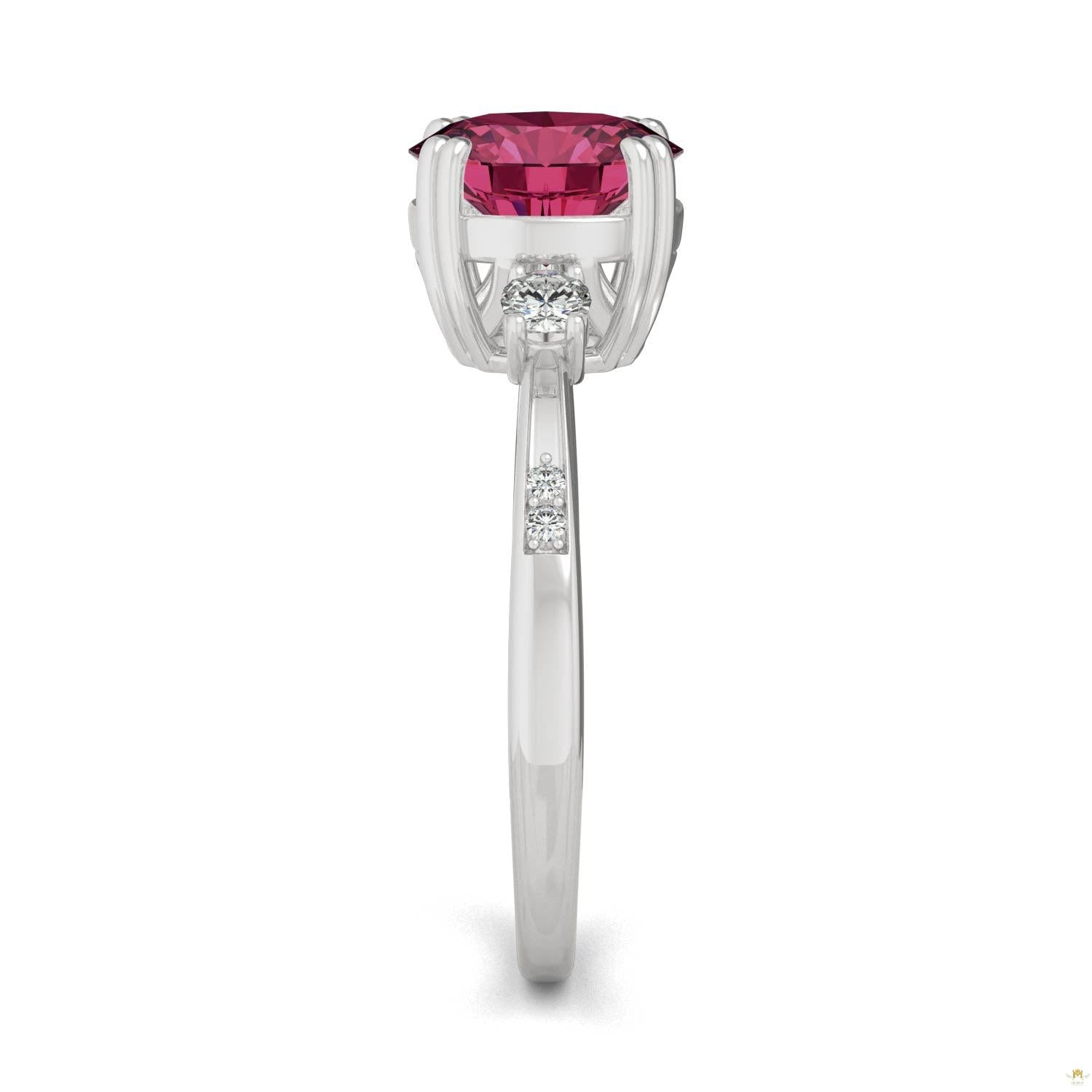 2.84 CTW   Round Ruby Basket Ring in 14K White Gold
