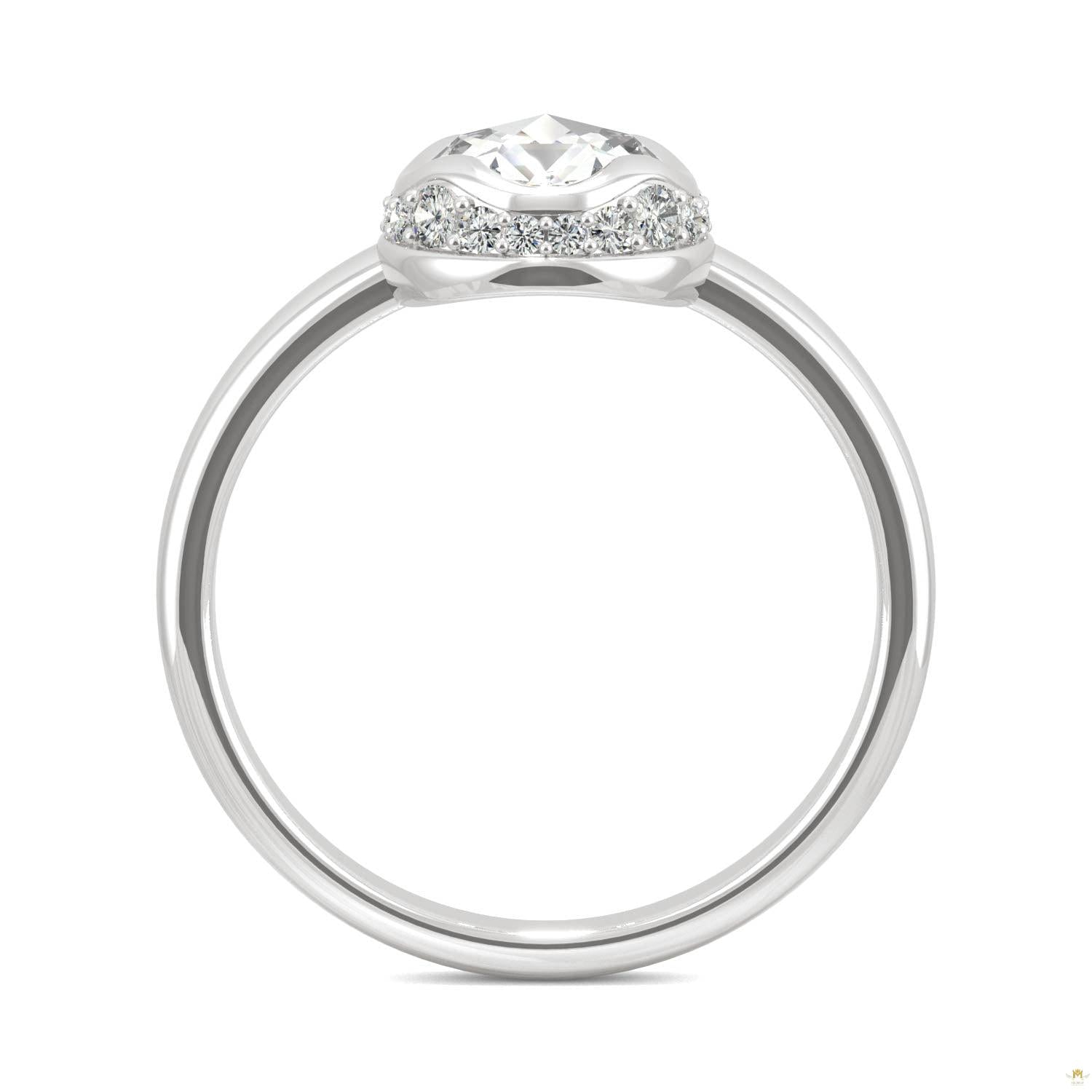 0.77 CTW   Round Moissanite Halo Ring in 14K White Gold