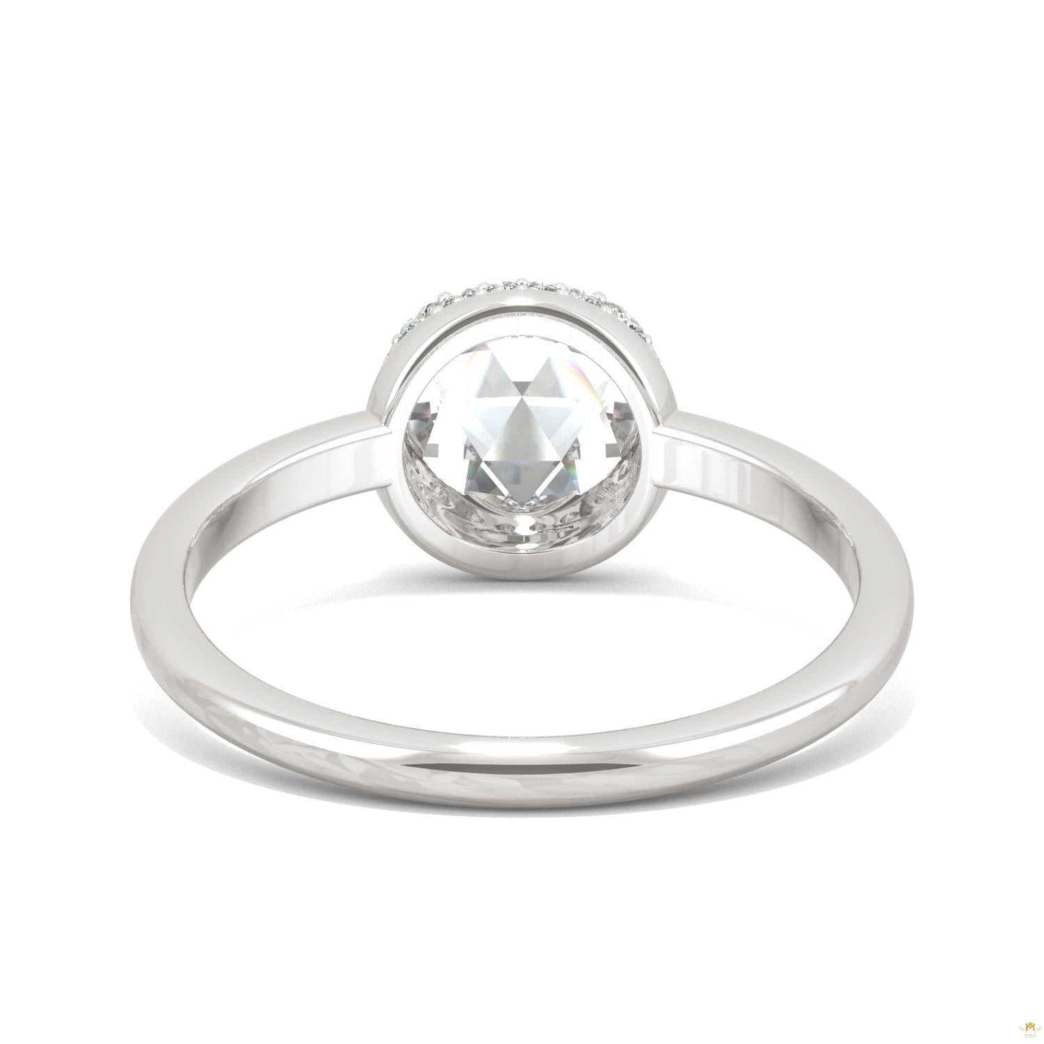 0.77 CTW   Round Moissanite Halo Ring in 14K White Gold