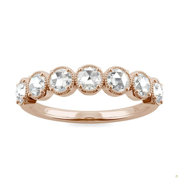 0.42 CTW   Round Moissanite Seven Stone Ring in 14K Rose Gold