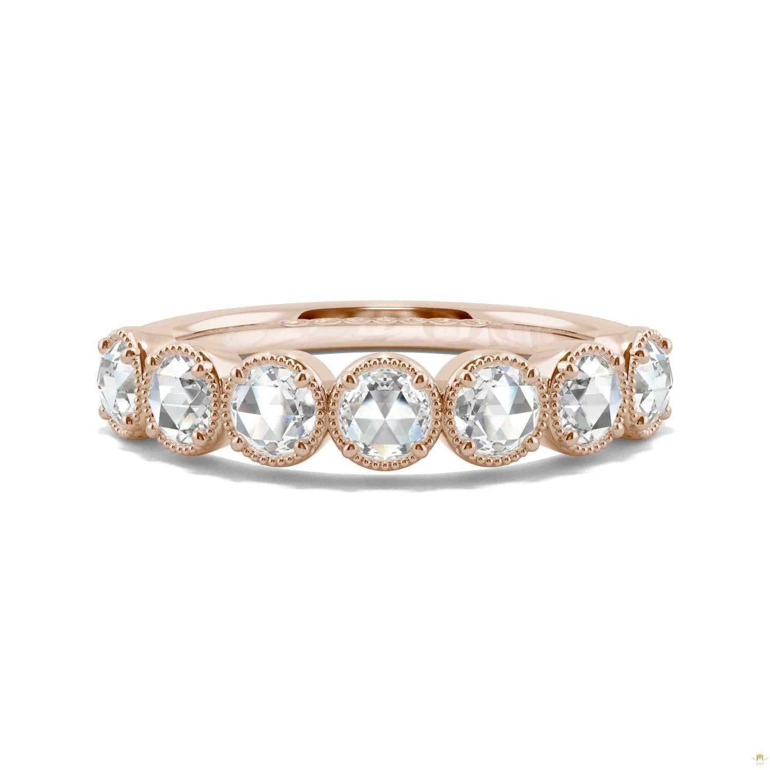 0.42 CTW   Round Moissanite Seven Stone Ring in 14K Rose Gold