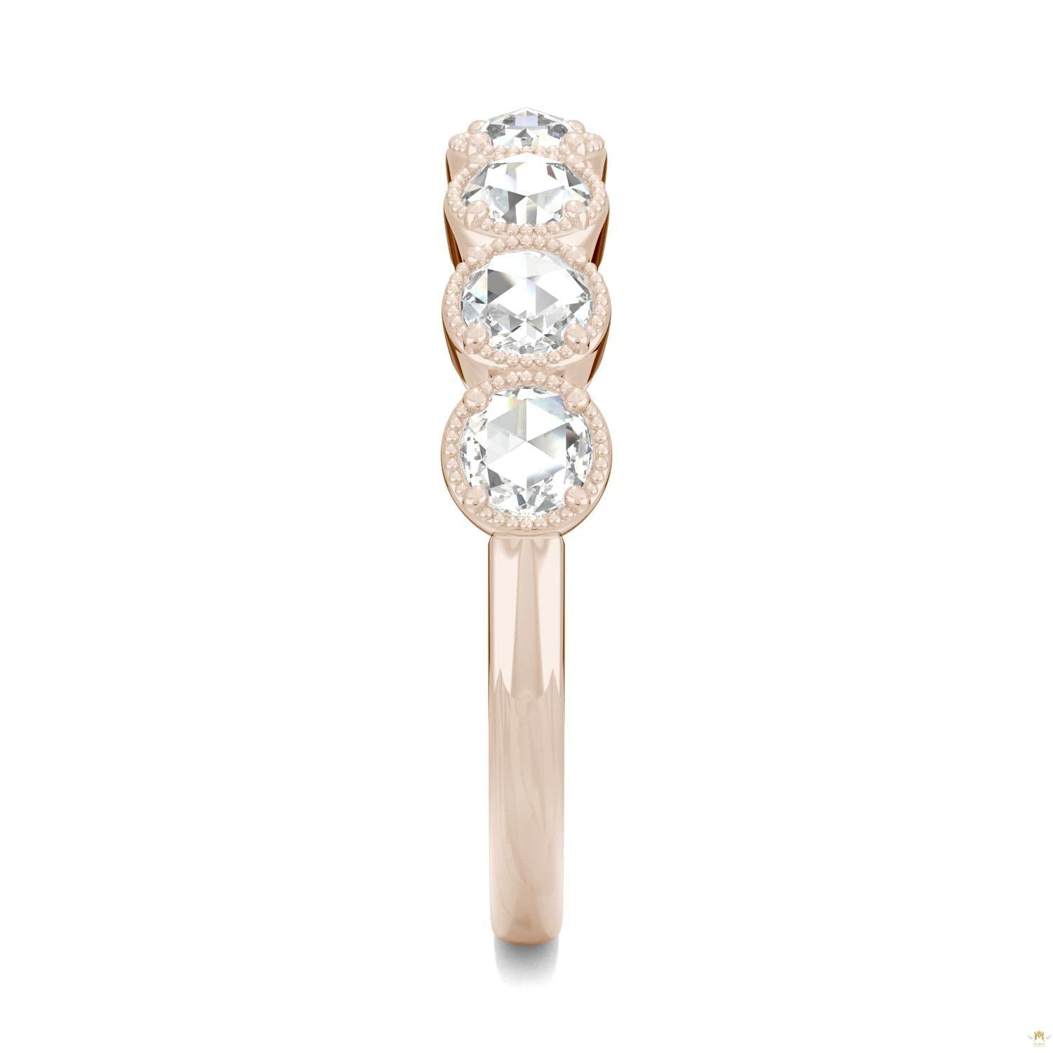 0.42 CTW   Round Moissanite Seven Stone Ring in 14K Rose Gold