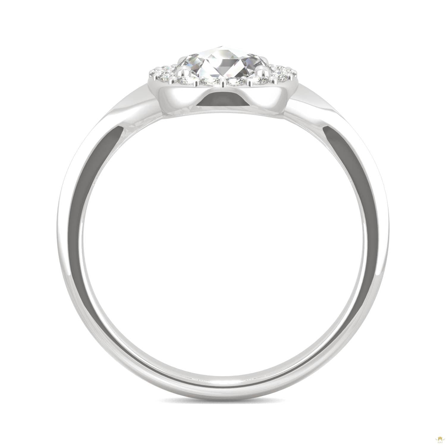 0.60 CTW   Round Moissanite Halo Ring in 14K White Gold