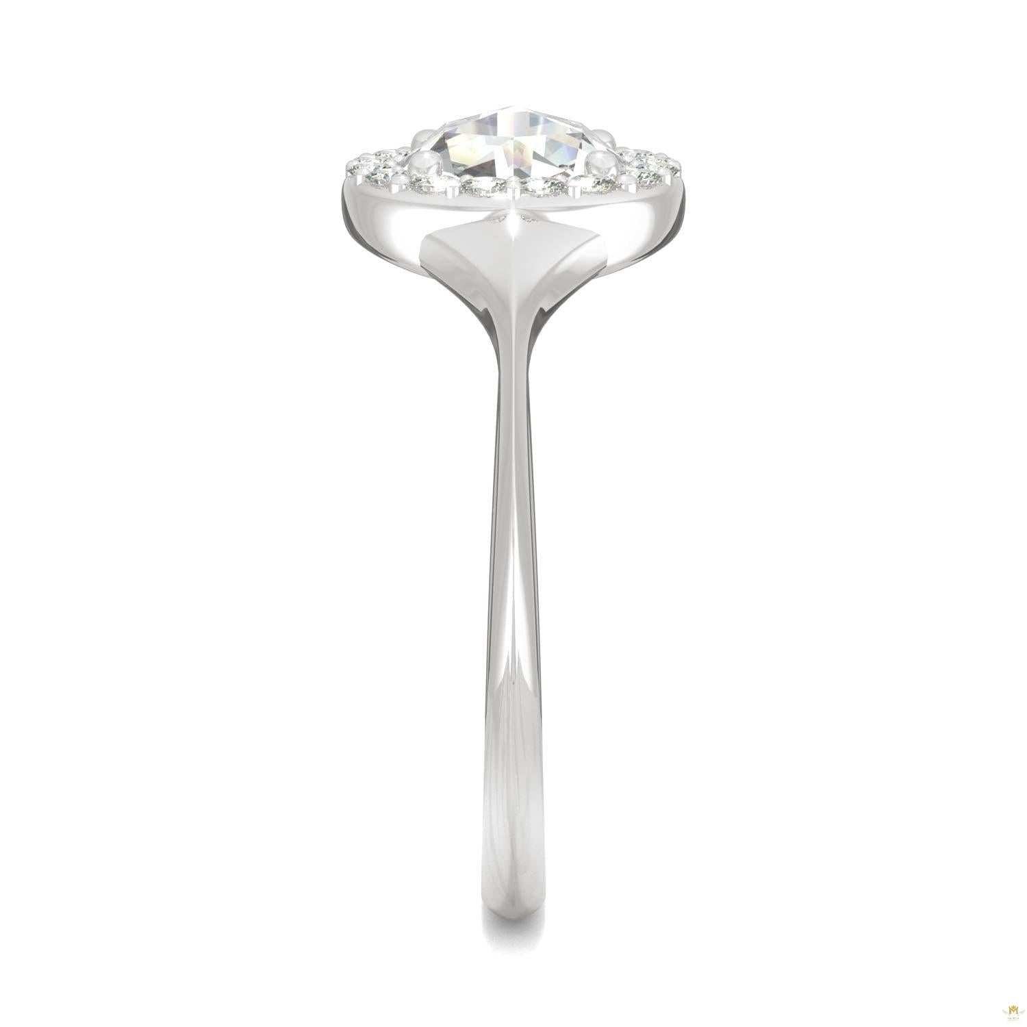 0.60 CTW   Round Moissanite Halo Ring in 14K White Gold
