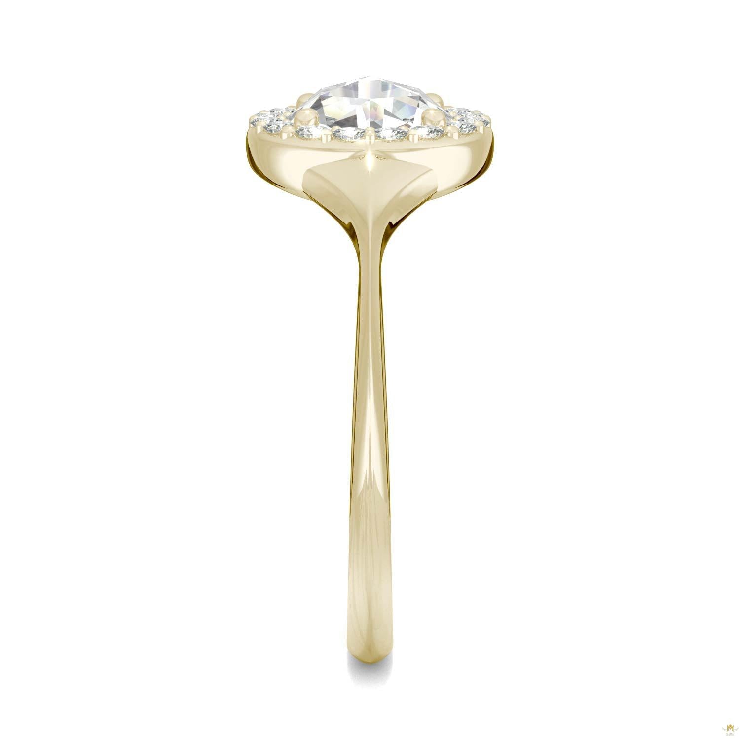 0.60 CTW   Round Moissanite Halo Ring in 14K Yellow Gold