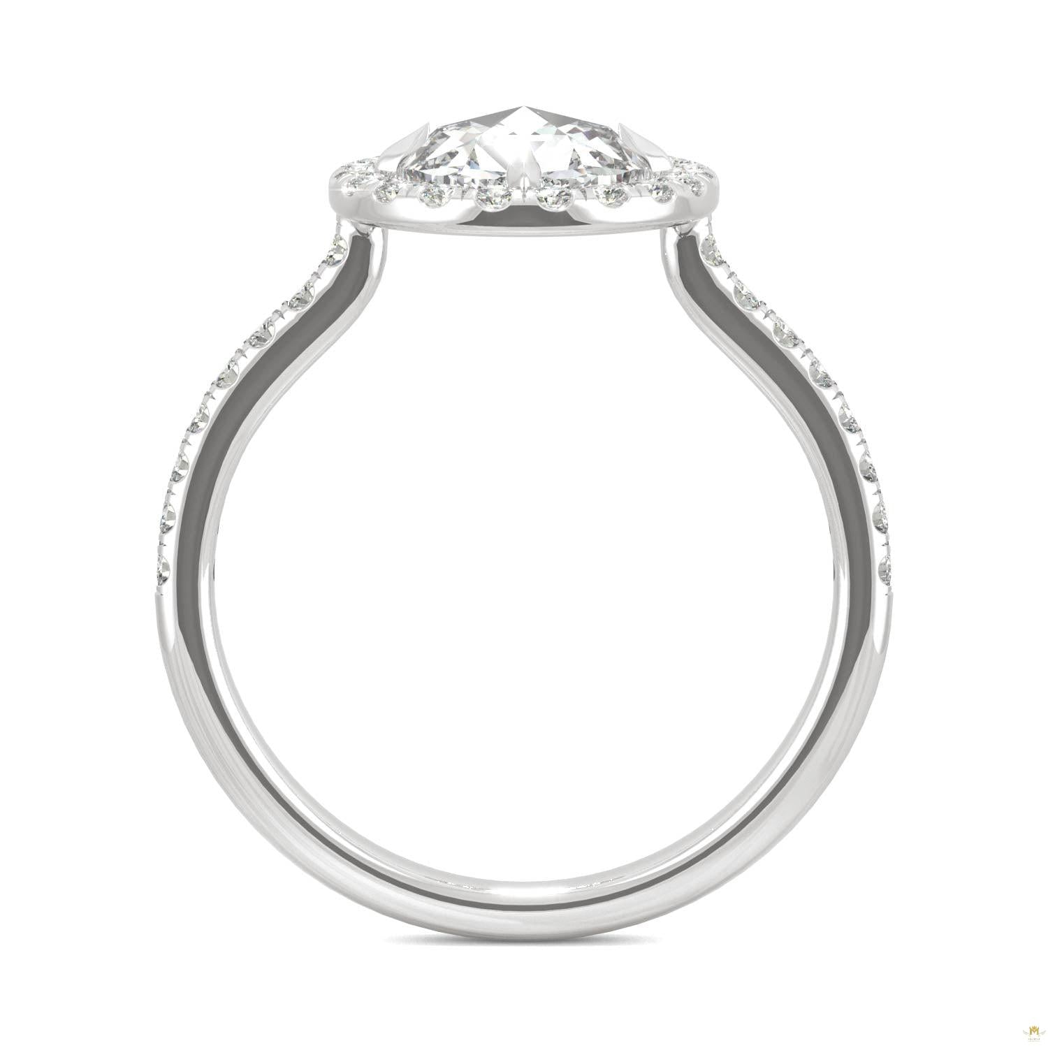 1.56 CTW   Round Moissanite Halo Ring in 14K White Gold
