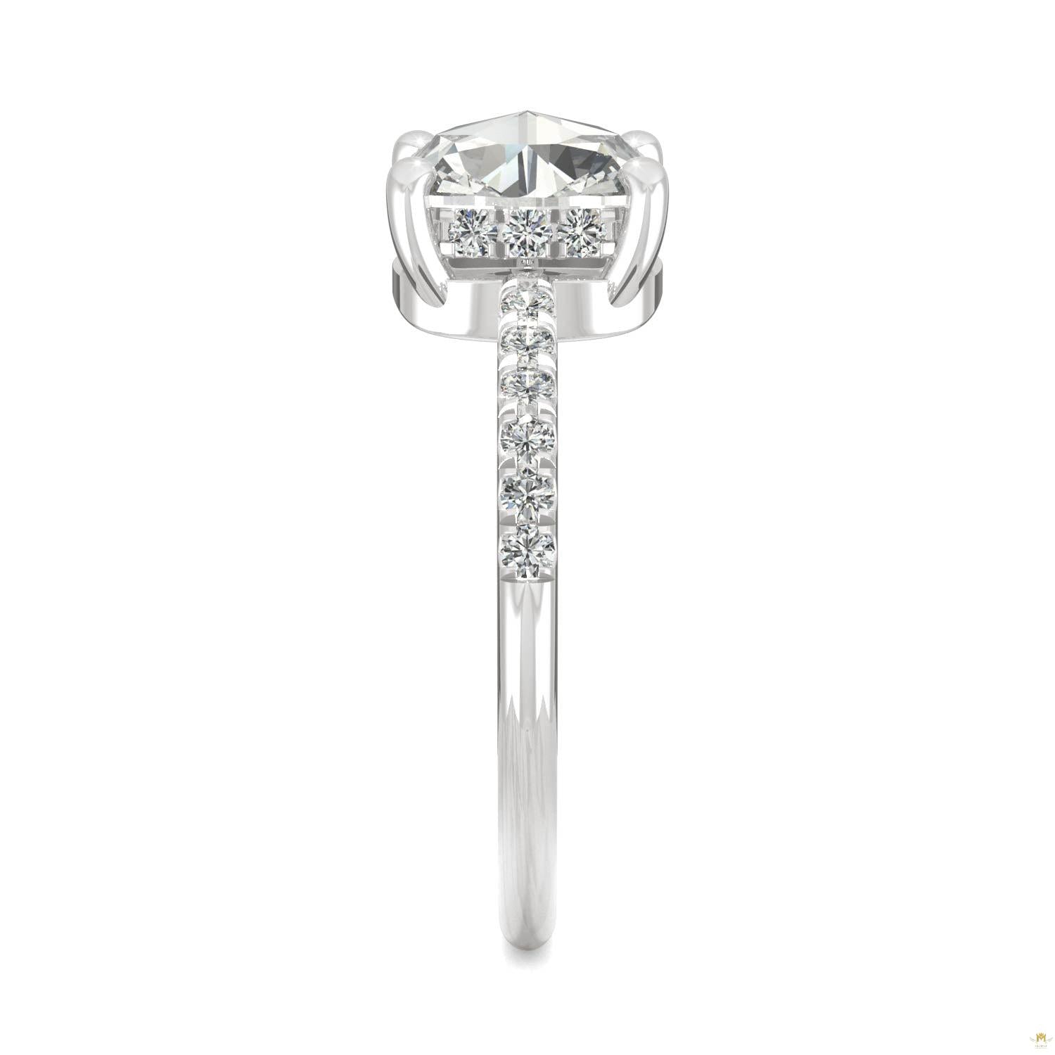 1.64 CTW   Cushion Moissanite Engagement Ring in 14K White Gold