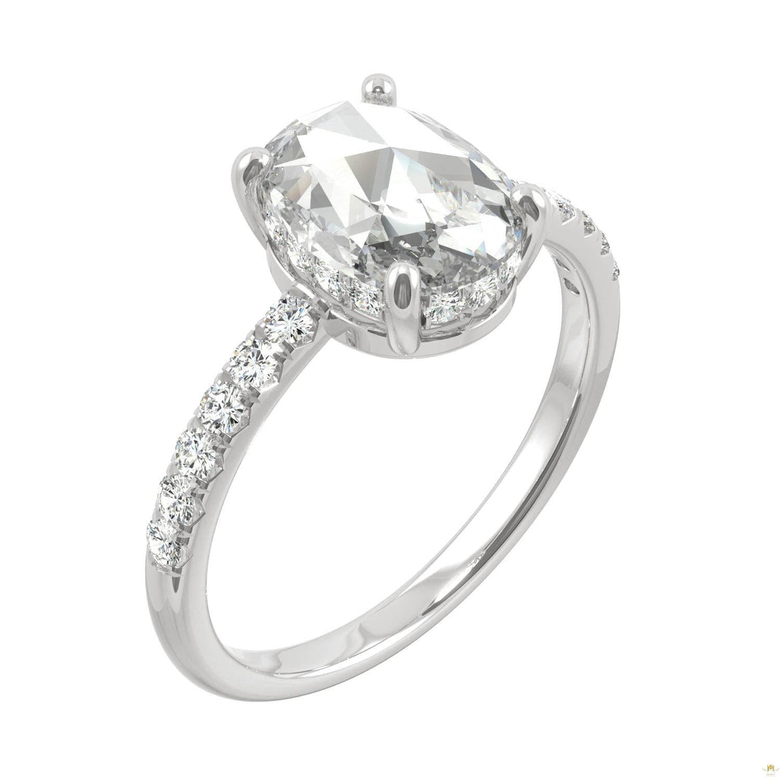 1.66 CTW   Rectangular Cushion Moissanite Engagement Ring in 14K White Gold