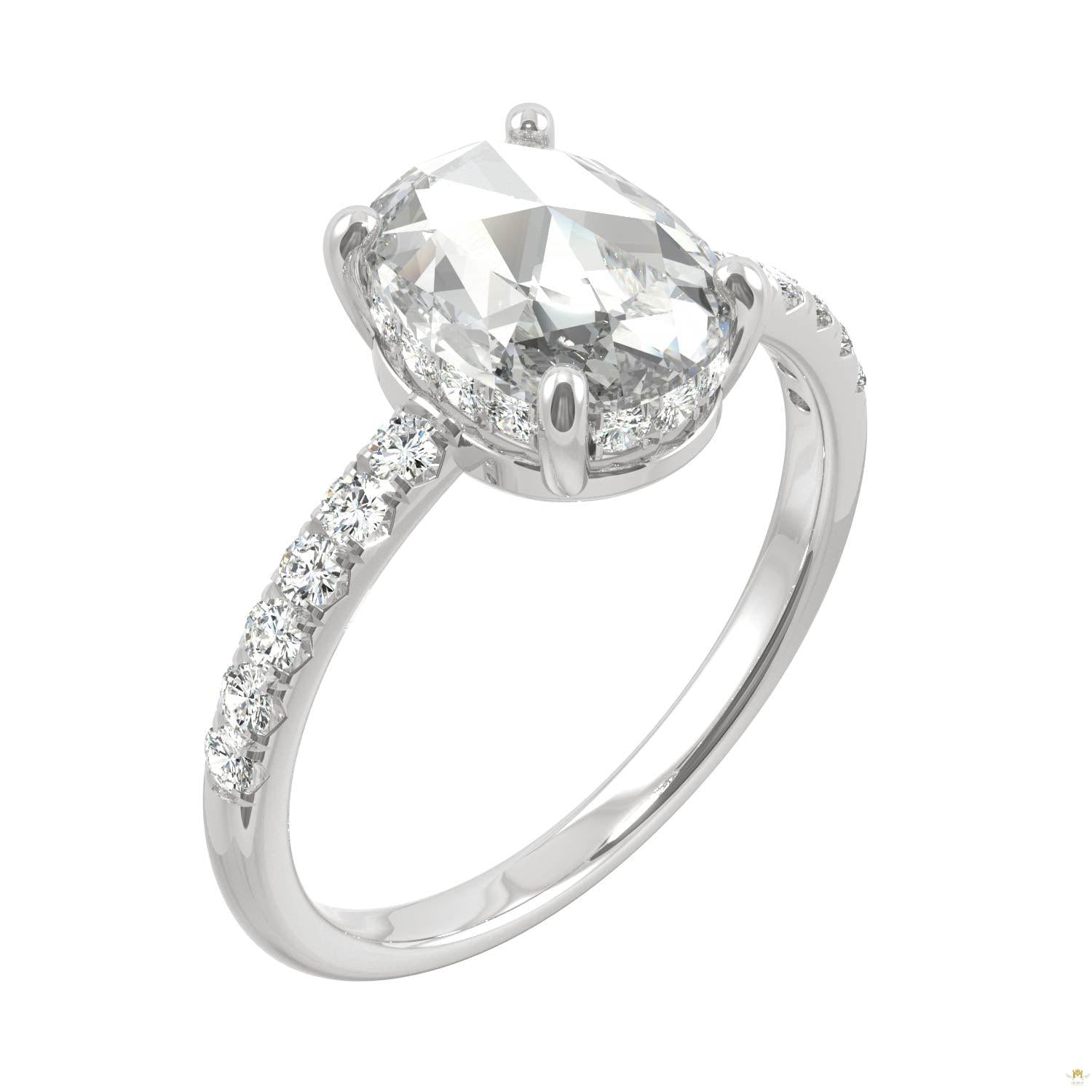 1.66 CTW   Rectangular Cushion Moissanite Engagement Ring in 14K White Gold