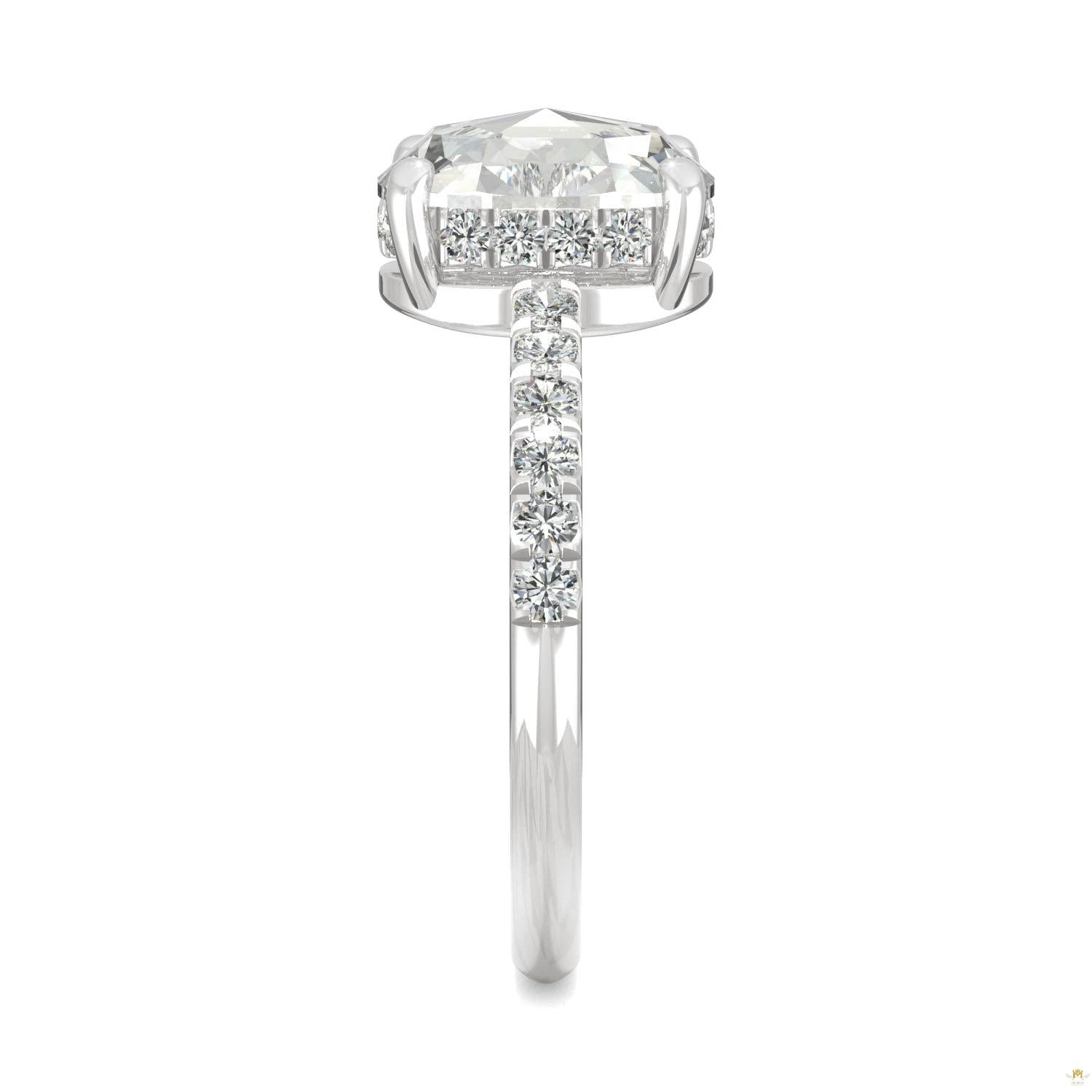 1.66 CTW   Rectangular Cushion Moissanite Engagement Ring in 14K White Gold