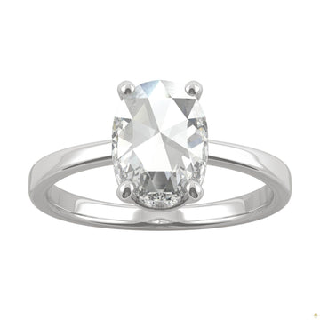 1.26 CTW   Oval Moissanite Halo Ring in 14K White Gold