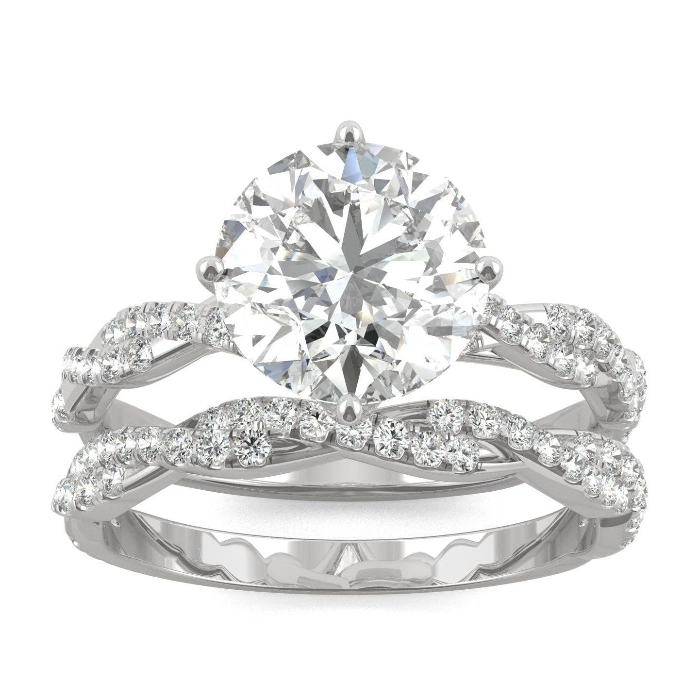 2.64 CTW   Round Moissanite Pave Set in 14K White Gold