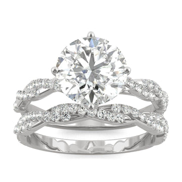 2.64 CTW   Round Moissanite Pave Set in 14K White Gold