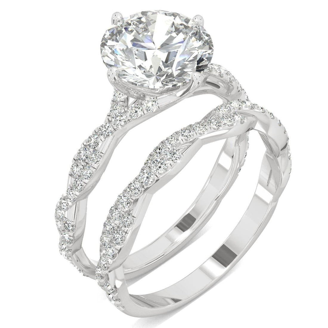 2.64 CTW   Round Moissanite Pave Set in 14K White Gold