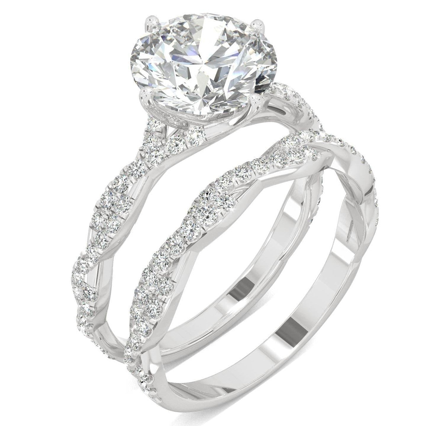 2.64 CTW   Round Moissanite Pave Set in 14K White Gold