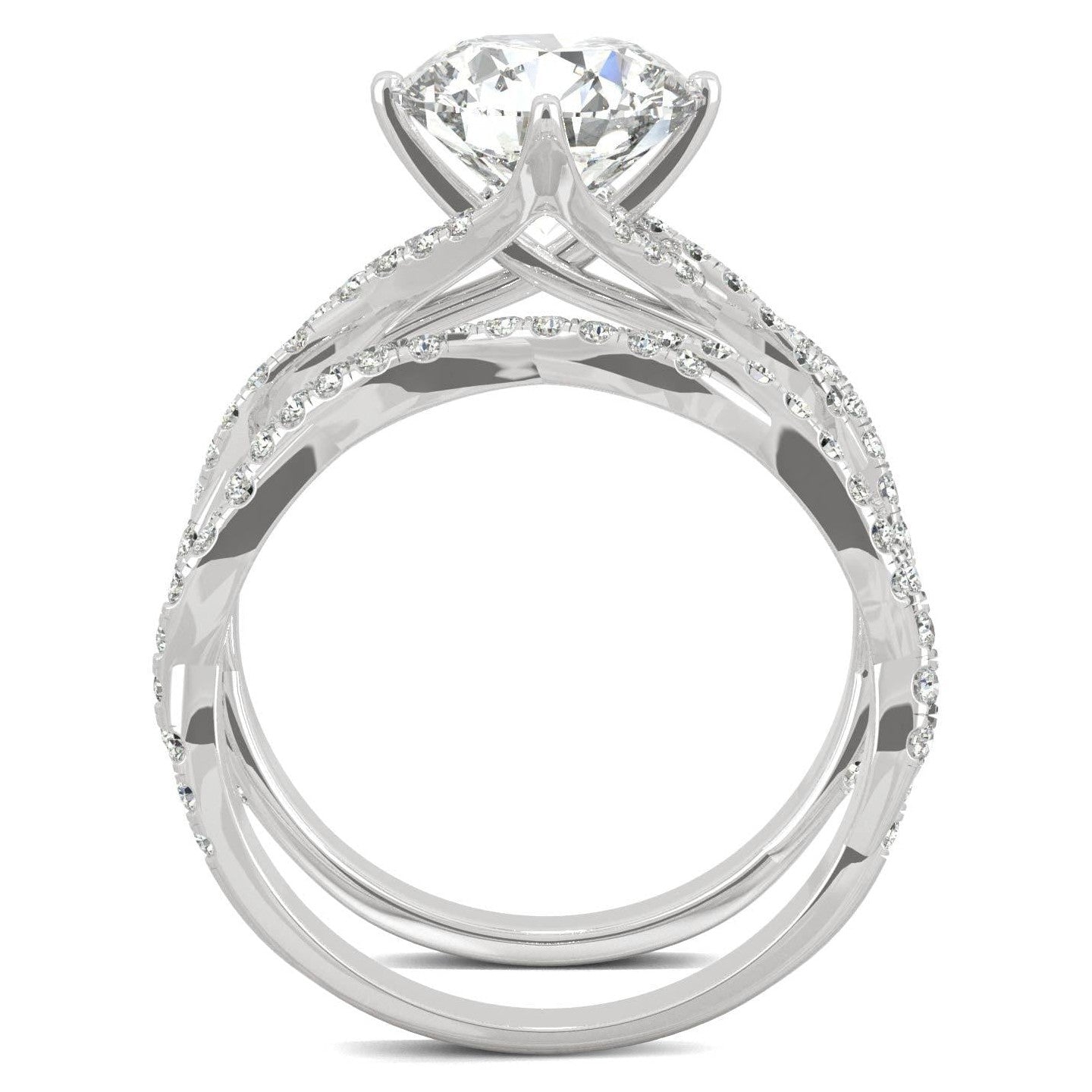 2.64 CTW   Round Moissanite Pave Set in 14K White Gold
