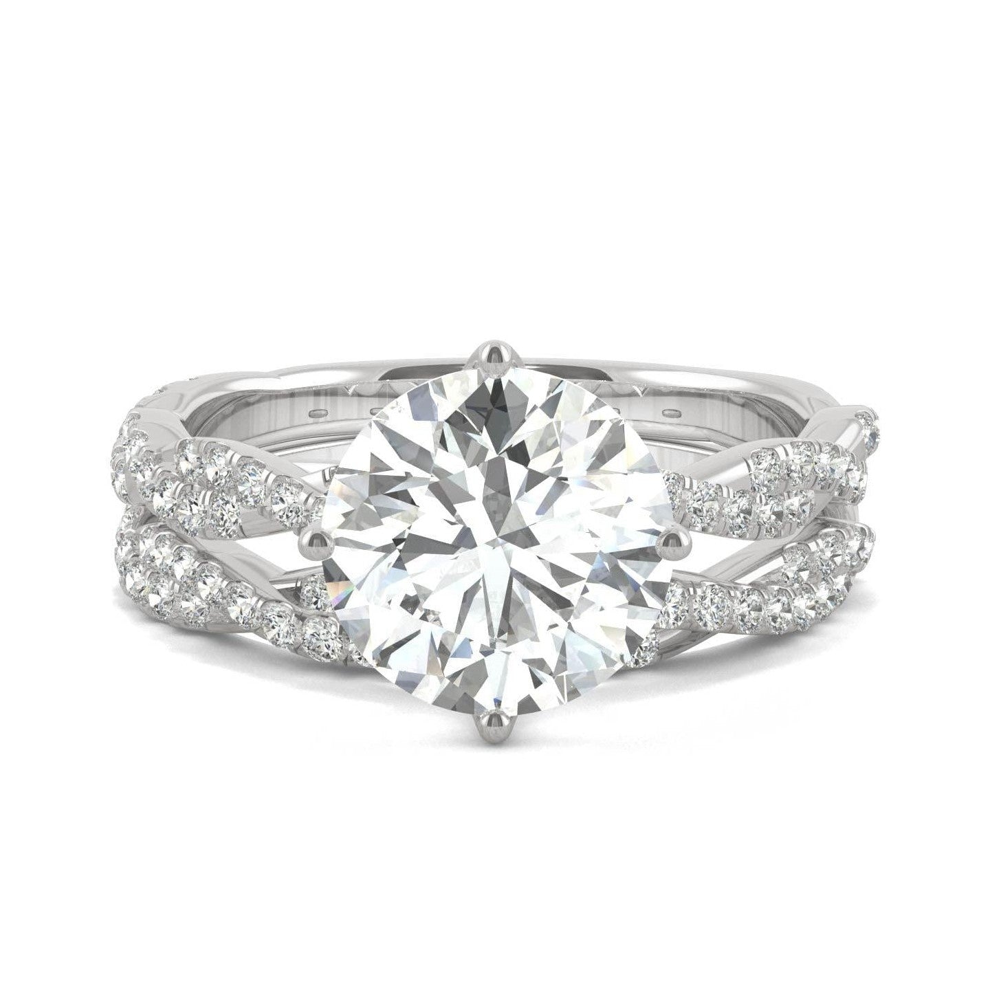 2.64 CTW   Round Moissanite Pave Set in 14K White Gold