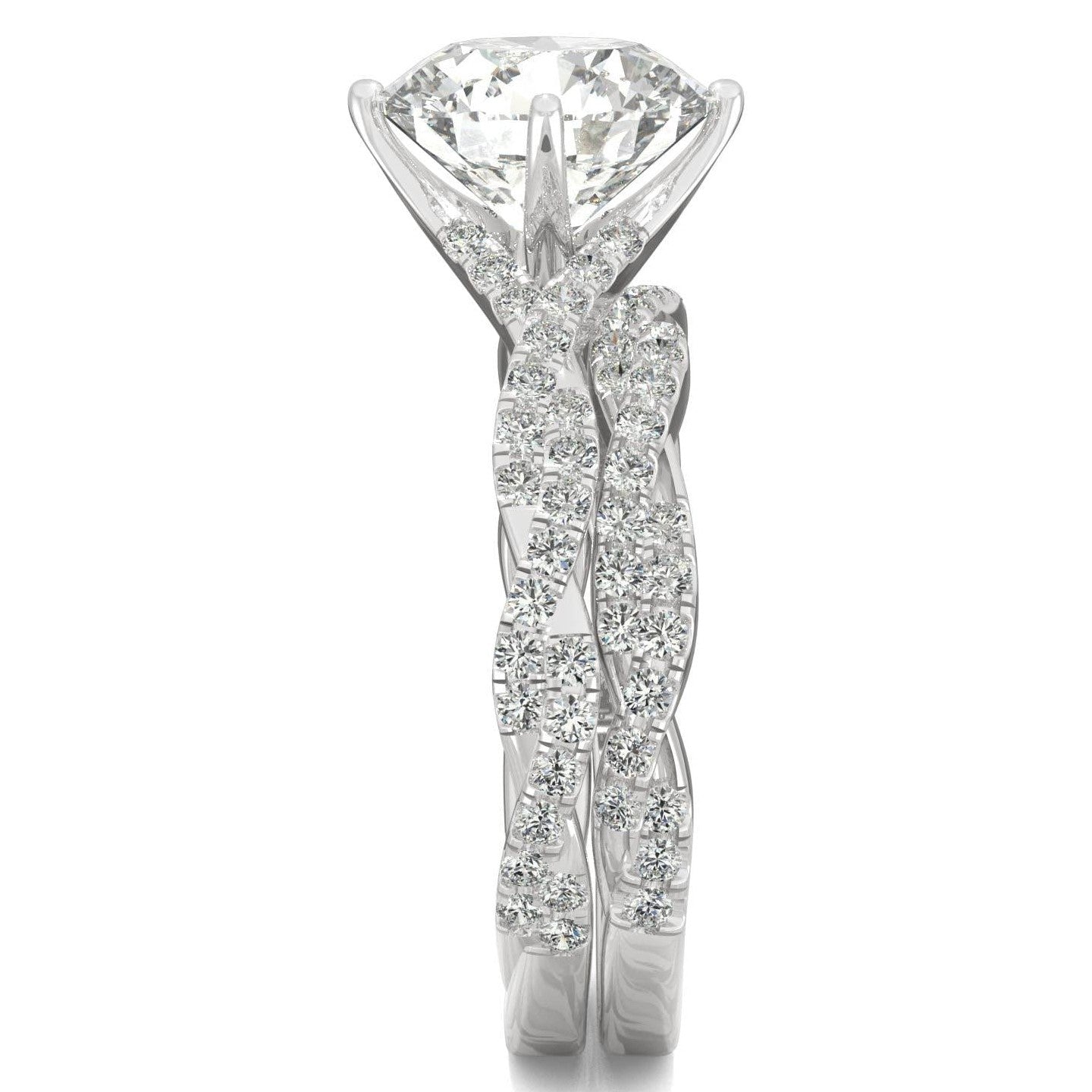 2.64 CTW   Round Moissanite Pave Set in 14K White Gold