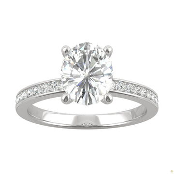 2.28 CTW   Oval Moissanite Engagement Ring in 14K White Gold