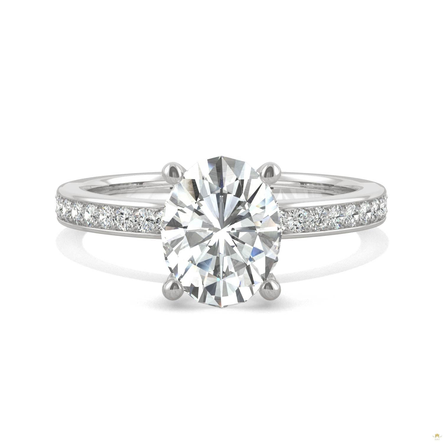 2.28 CTW   Oval Moissanite Engagement Ring in 14K White Gold