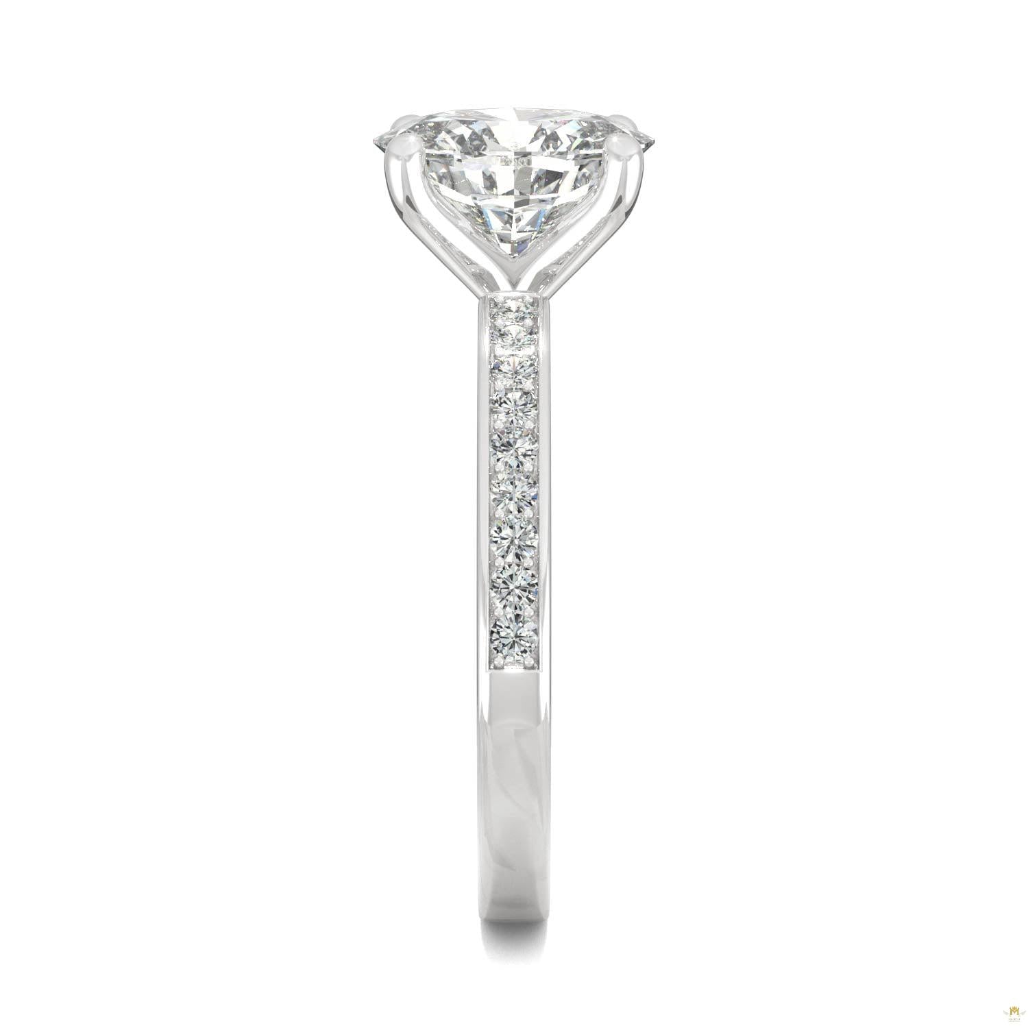2.28 CTW   Oval Moissanite Engagement Ring in 14K White Gold