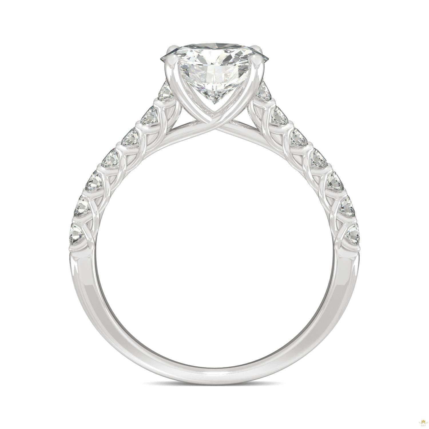 1.92 CTW   Round Moissanite Engagement Ring in 14K White Gold
