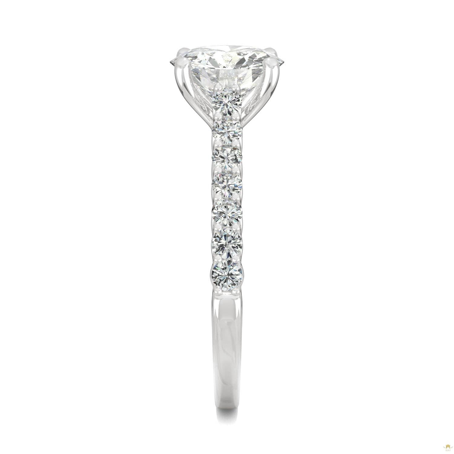 1.92 CTW   Round Moissanite Engagement Ring in 14K White Gold