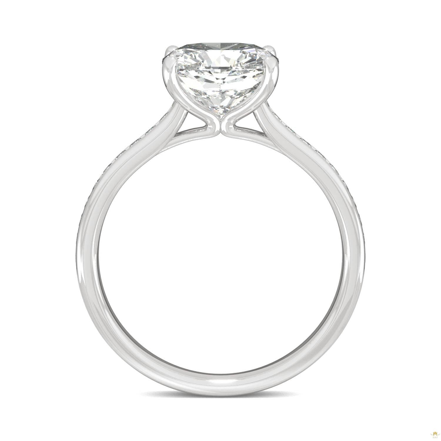 2.58 CTW   Cushion Moissanite Engagement Ring in 14K White Gold